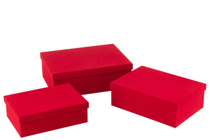 Set Van 3 Dozen Rechthoekig Fluweel Papier Rood J-Line