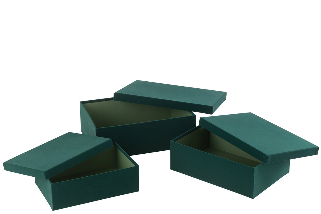 Dozen Rechthoekig Fluweel Papier Groen Set van 3 J-Line