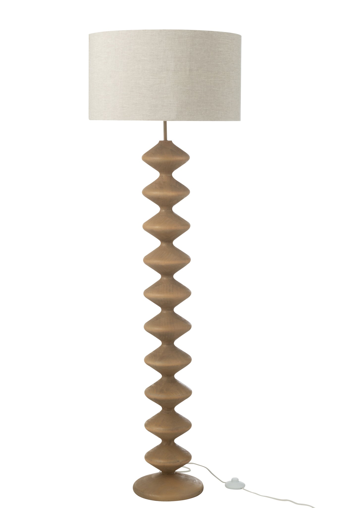Vloerlamp Rups Populierenhout Naturel/Grijs 48x48x156cm J-Line