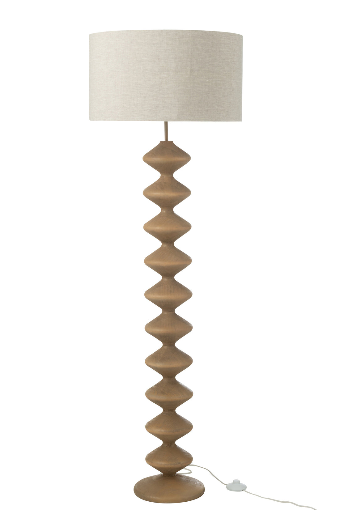 Vloerlamp Rups Populierenhout Naturel/Grijs 48x48x156cm J-Line