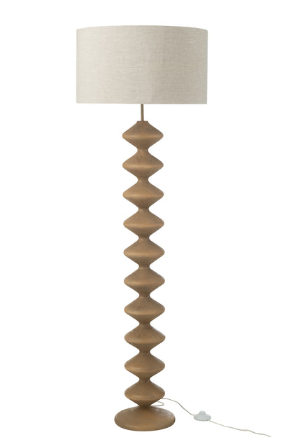 Vloerlamp Rups Populierenhout Naturel/Grijs 48x48x156cm J-Line