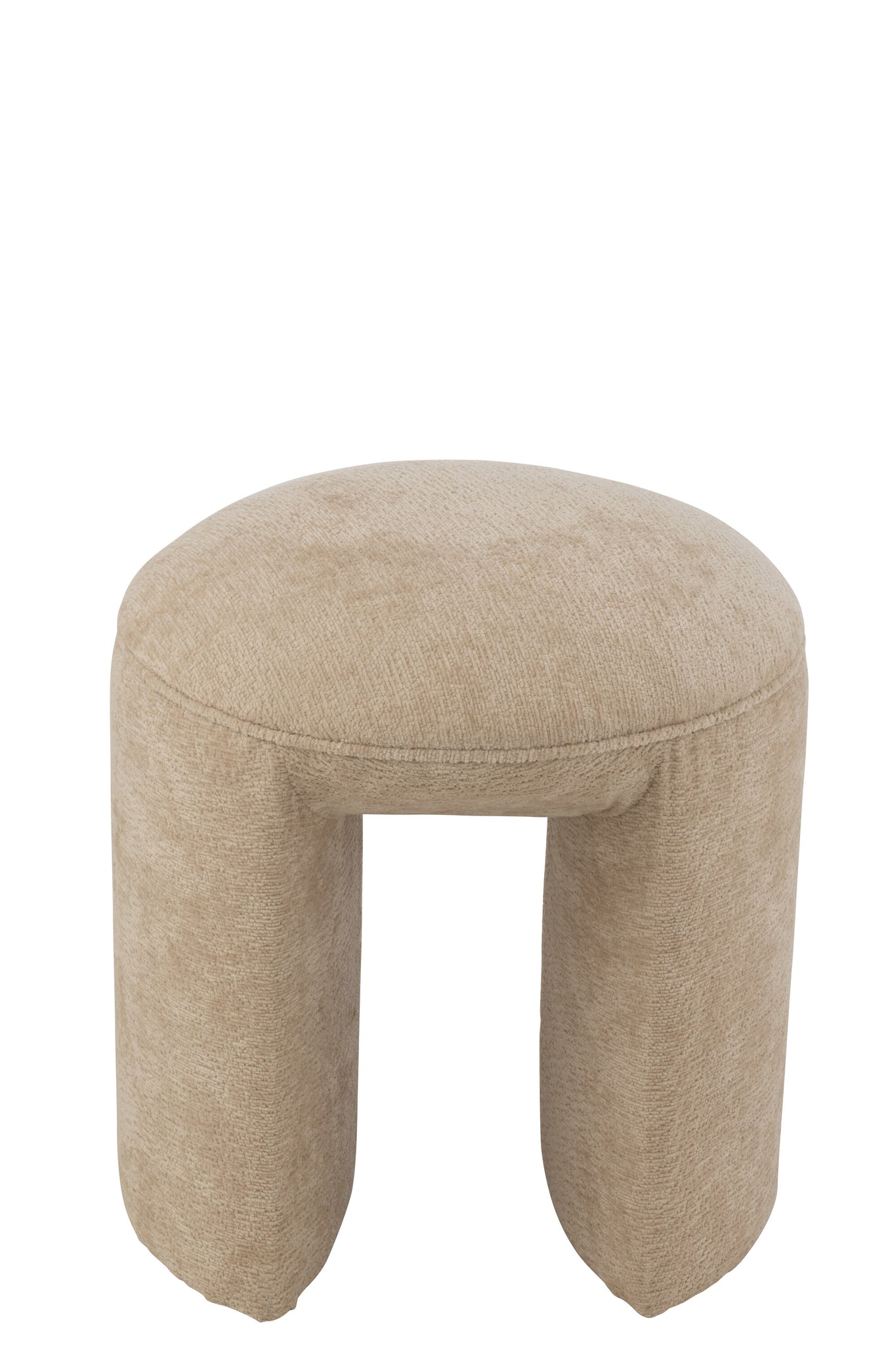 Kruk Rond Textiel Beige