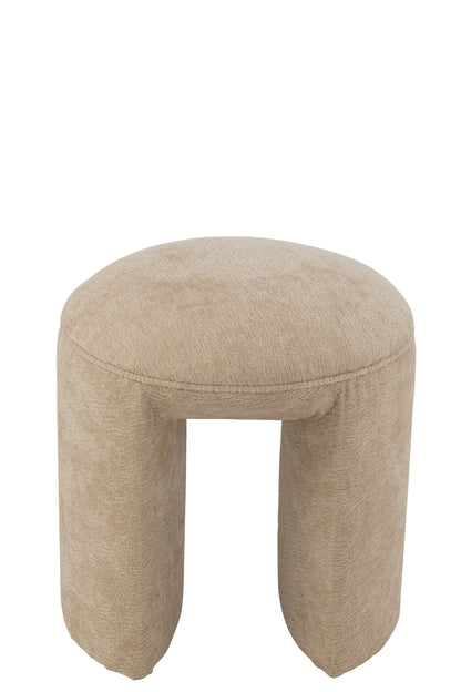 Kruk Rond Textiel Beige