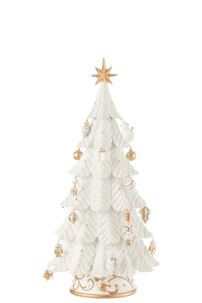 Kerstboom Led Ornamenten Resine Wit/Goud Small H51,5cm j-Line