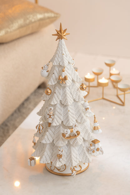 Kerstboom Led Ornamenten Resine Wit/Goud Small H51,5cm j-Line