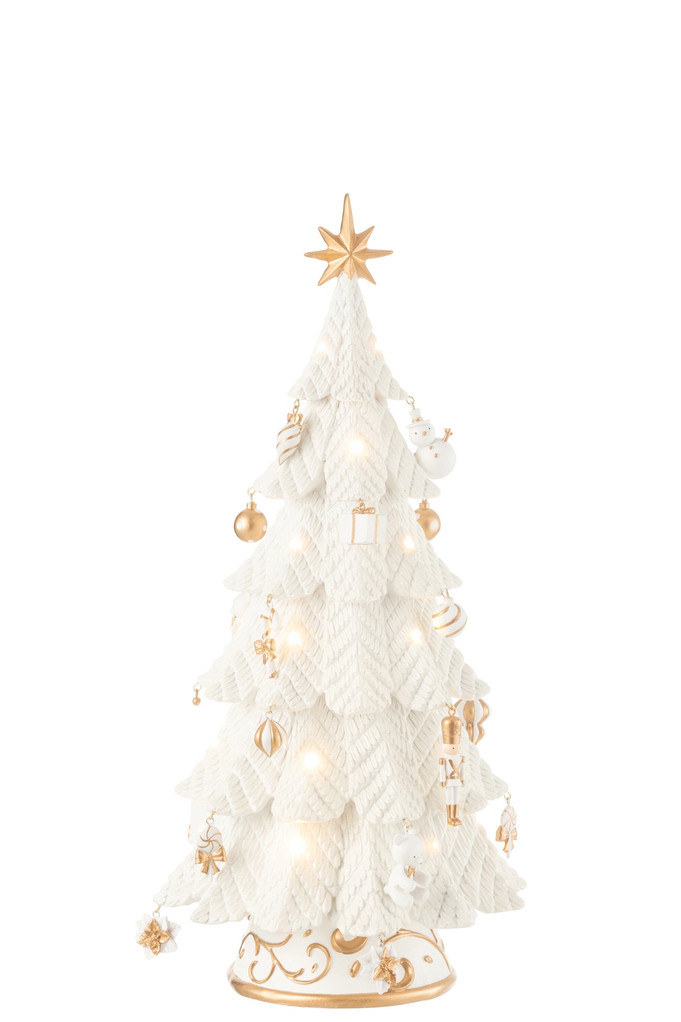 Kerstboom Led Ornamenten Resine Wit/Goud Small H51,5cm j-Line