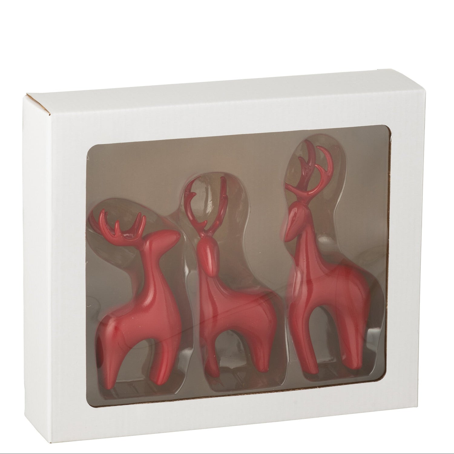 Rendier Resine Galvanisch Rood Set van 3 J-Line