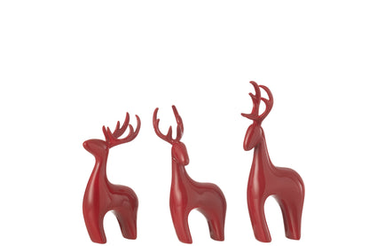 Rendier Resine Galvanisch Rood Set van 3 J-Line