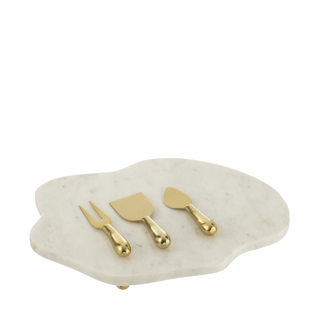 Kaasplank + Kaasmes Marmer Wit/Goud J-Line