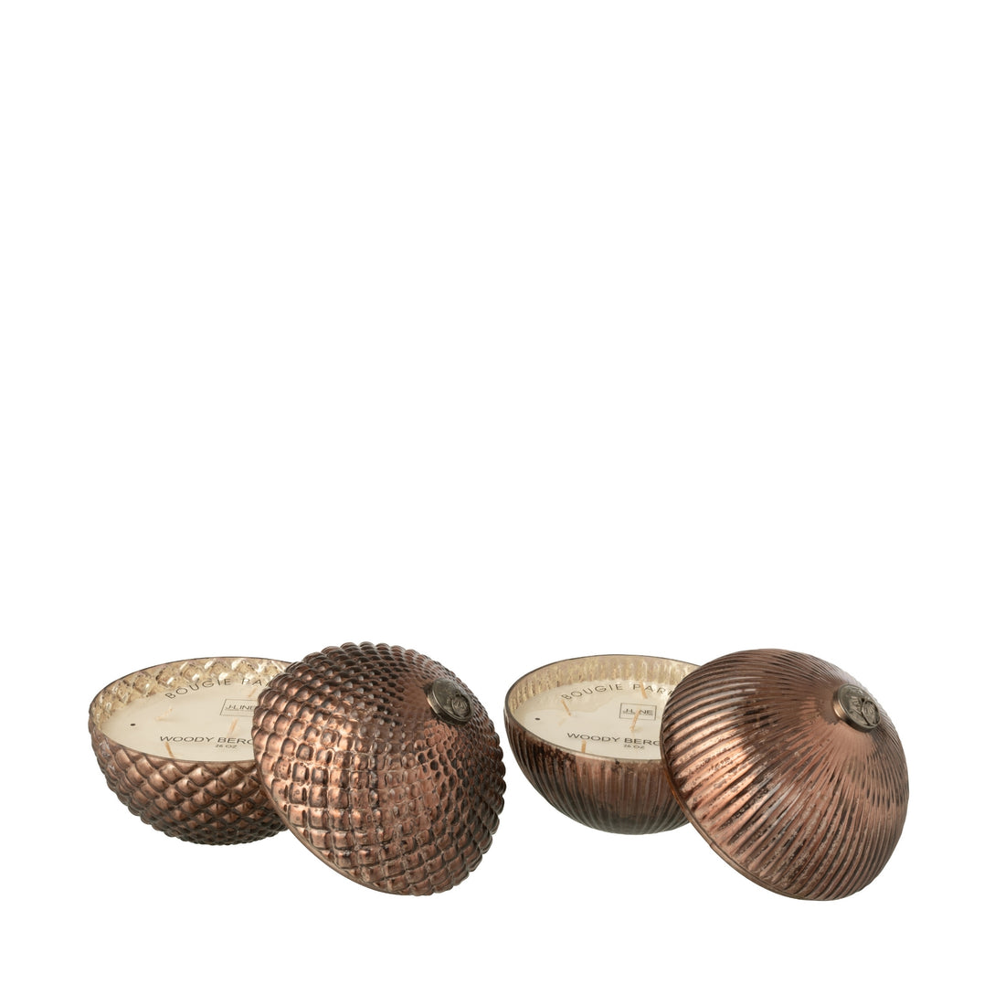 Geurkaars Kerstbal Glas Bruin Large J-Line Set van 2