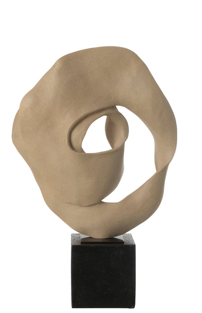 Deco Abstract Op Sokkel Resin Beige/Zwart J-Line