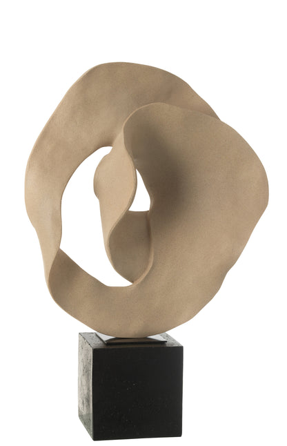 Deco Abstract Op Sokkel Resin Beige/Zwart J-Line
