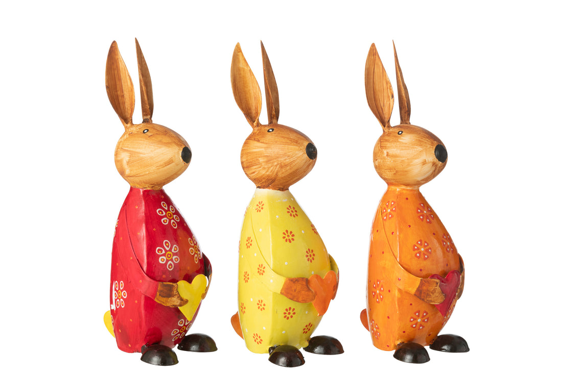 Konijn Met Hart Ijzer Mix Large Assortiment Van 3 J-Line