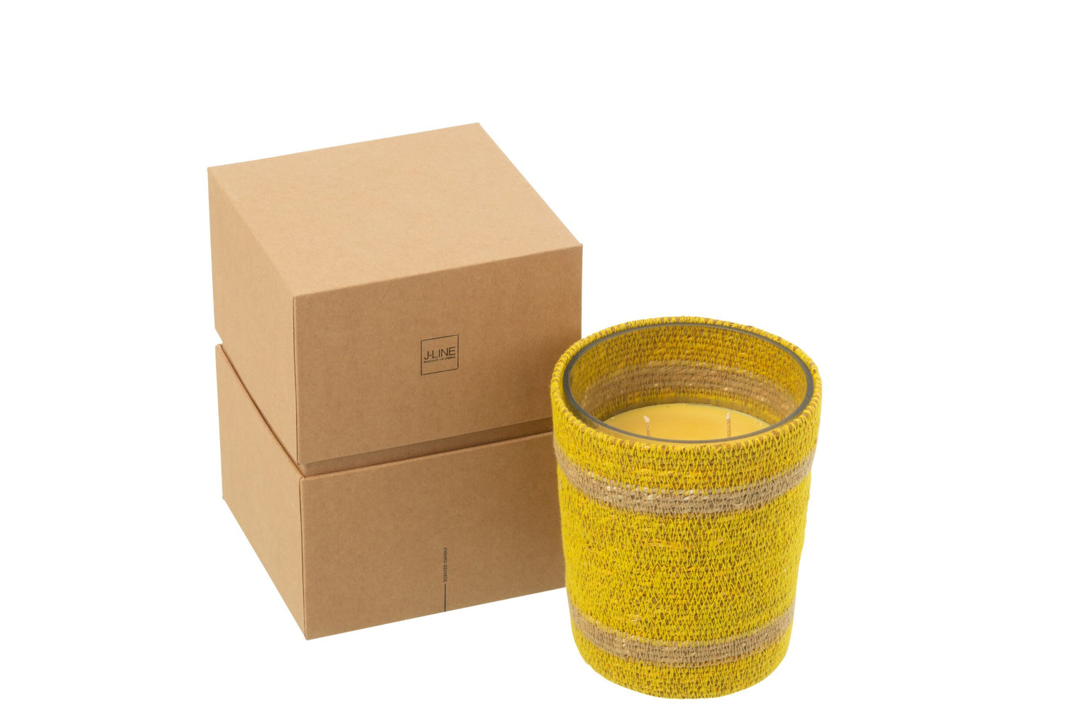 Geurkaars Mand Wax Geel Medium - 55 Uur
