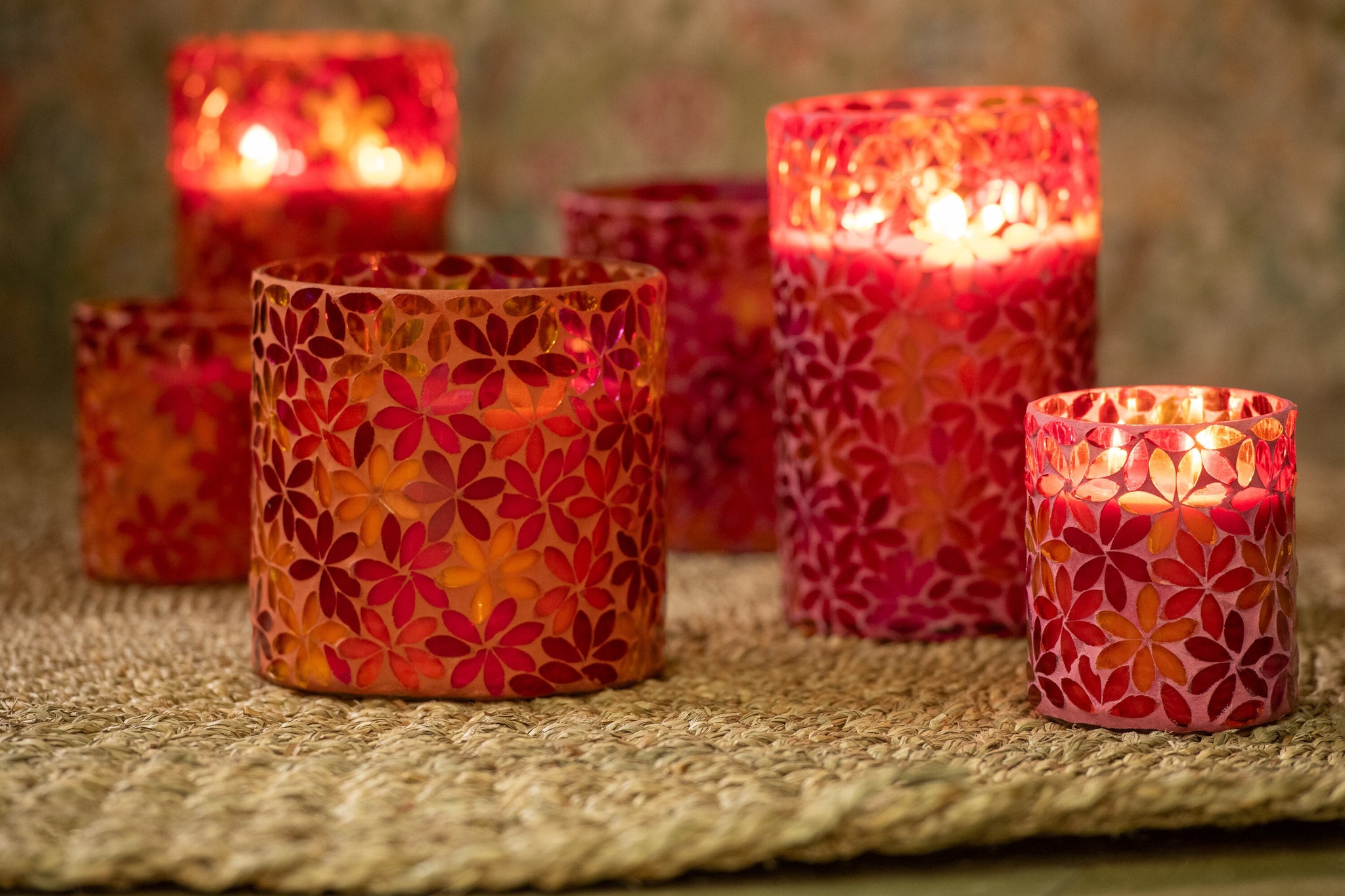 Scented Candle Flower Mosaic Wax Medium Set van  2-55Hours