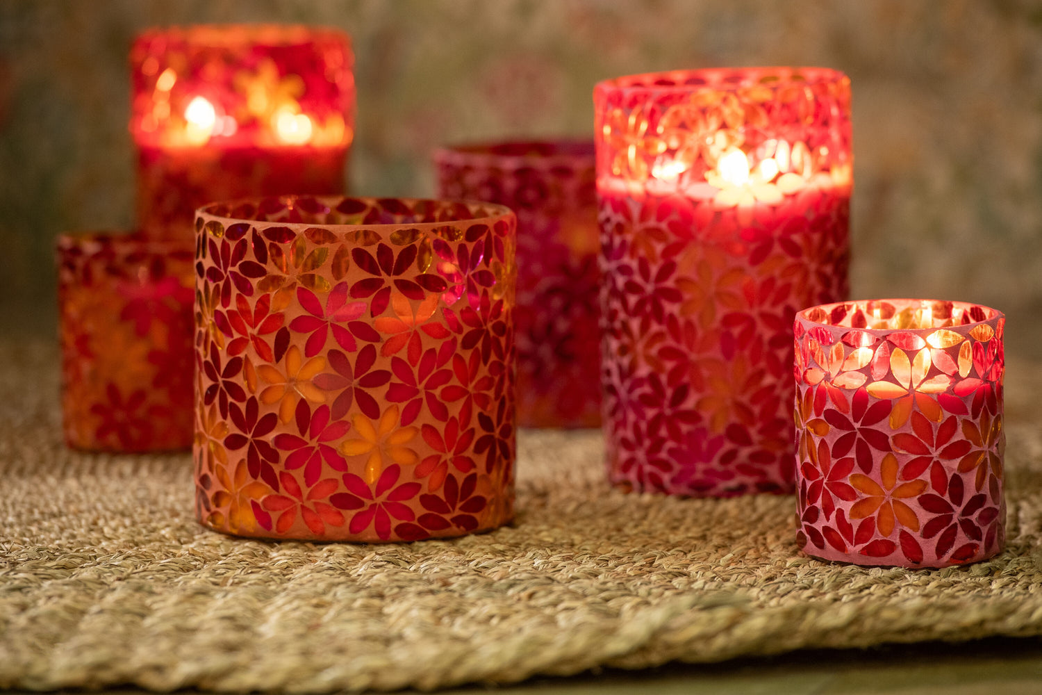 Scented Candle Flower Mosaic Wax Large Set van 2-75Hours