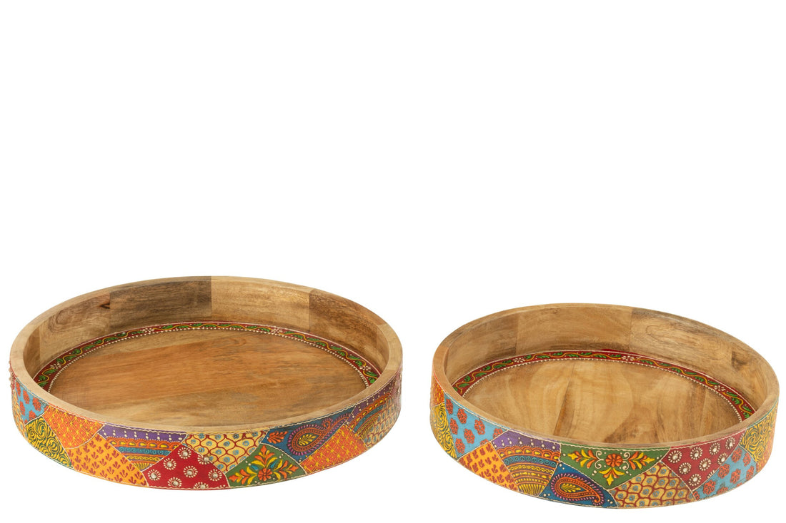 Dienbladen Delhi Mango Hout Mix Set van 2 J-Line
