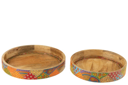 Dienbladen Delhi Mango Hout Mix Set van 2 J-Line