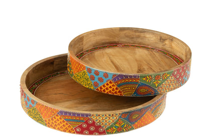 Dienbladen Delhi Mango Hout Mix Set van 2 J-Line