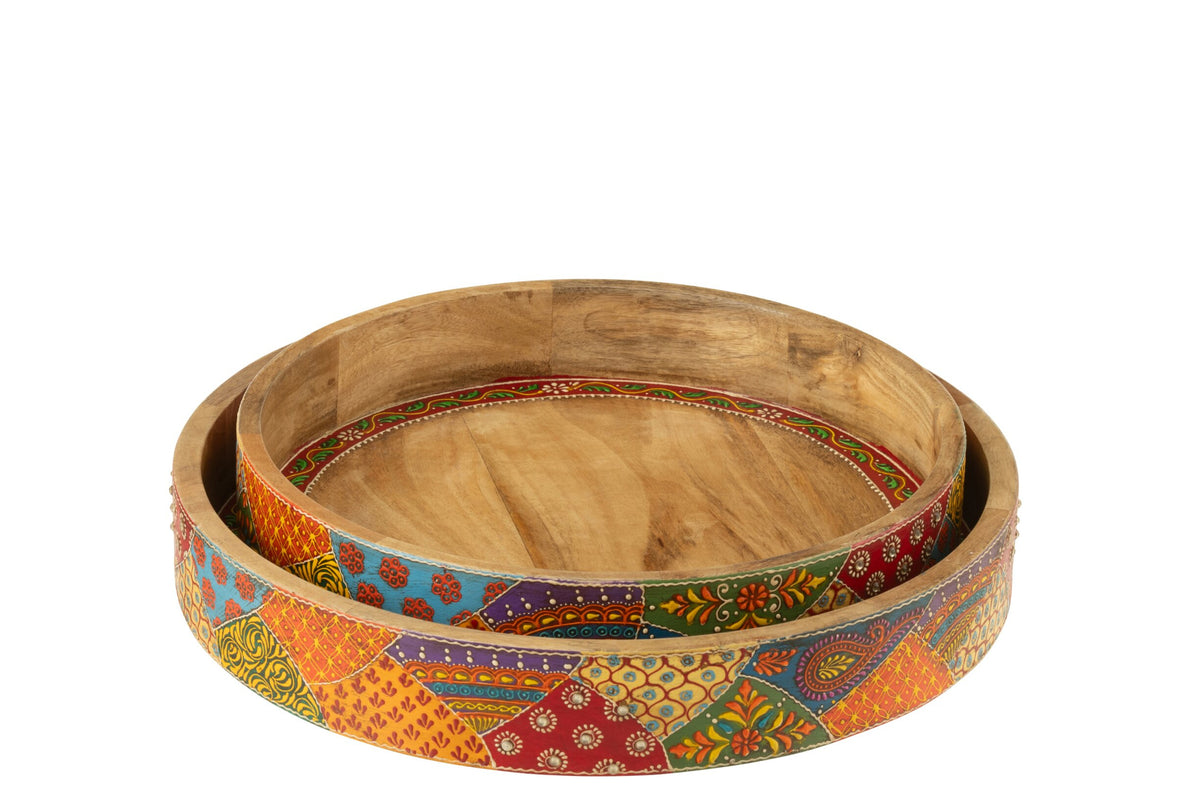 Dienbladen Delhi Mango Hout Mix Set van 2 J-Line