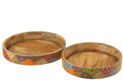 Dienbladen Delhi Mango Hout Mix Set van 2 J-Line