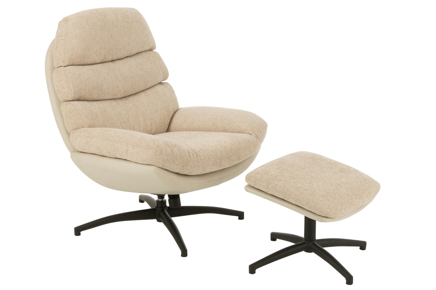 Relax Zetel + Voetbank Metaal/Multiplex Grijs/Zwart J-Line