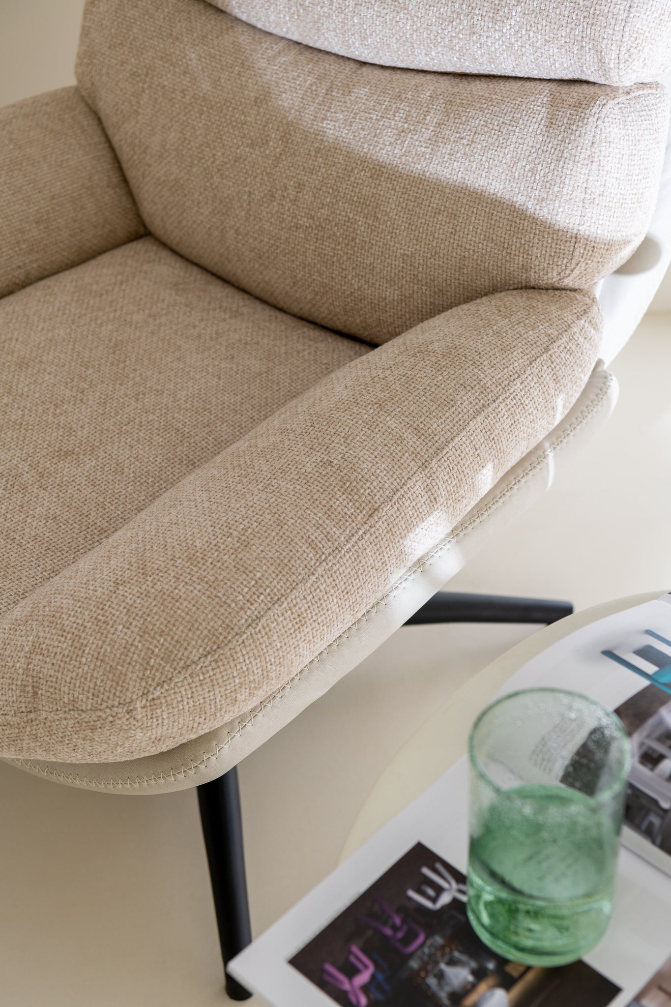 Relax Zetel + Voetbank Metaal/Multiplex Grijs/Zwart J-Line