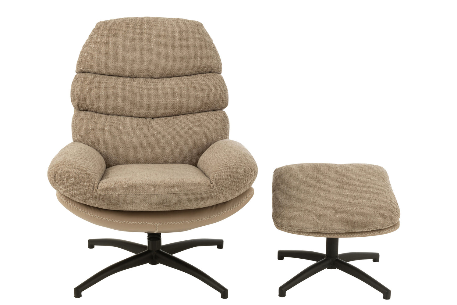 Relax Zetel + Voetbank Metaal/Multiplex Donkergrijs/Zwart J-Line