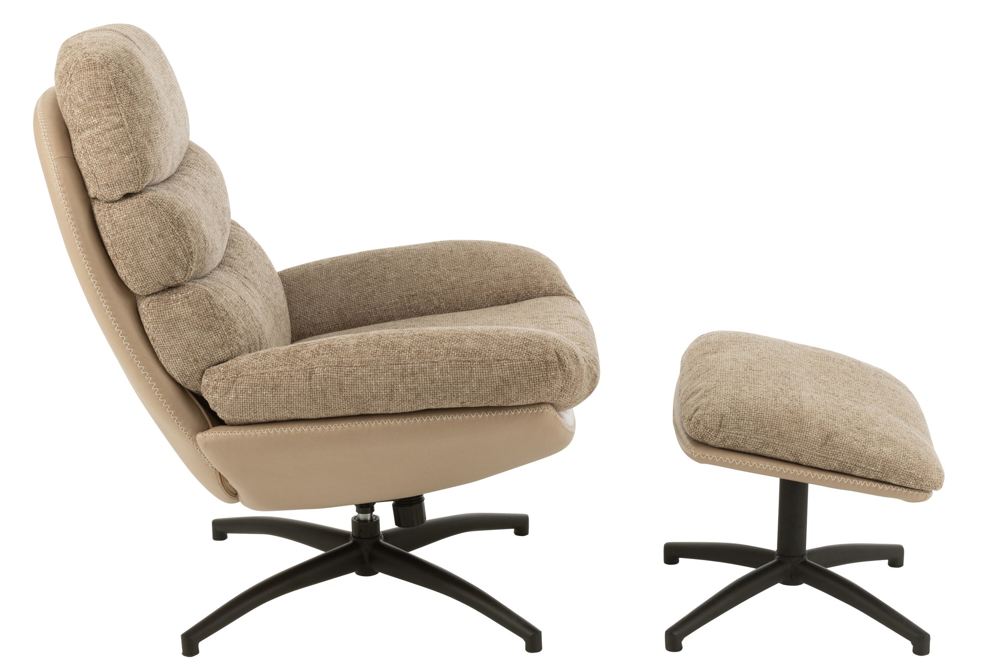 Relax Zetel + Voetbank Metaal/Multiplex Donkergrijs/Zwart J-Line