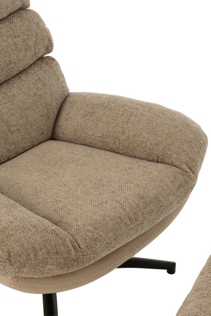 Relax Zetel + Voetbank Metaal/Multiplex Donkergrijs/Zwart J-Line