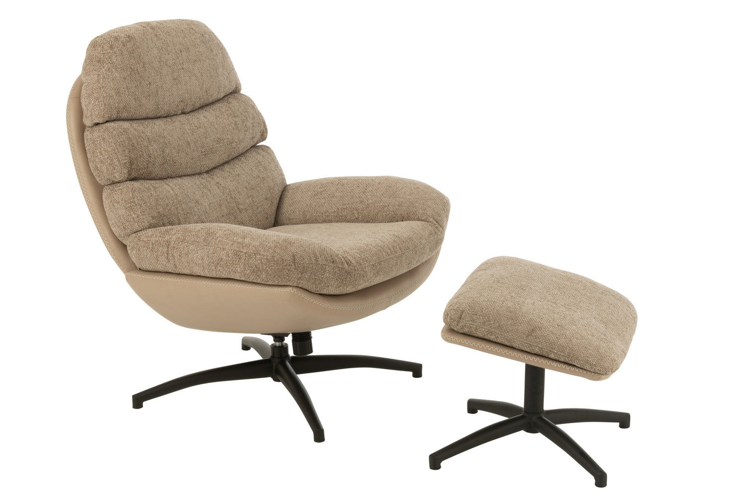 Relax Zetel + Voetbank Metaal/Multiplex Donkergrijs/Zwart J-Line