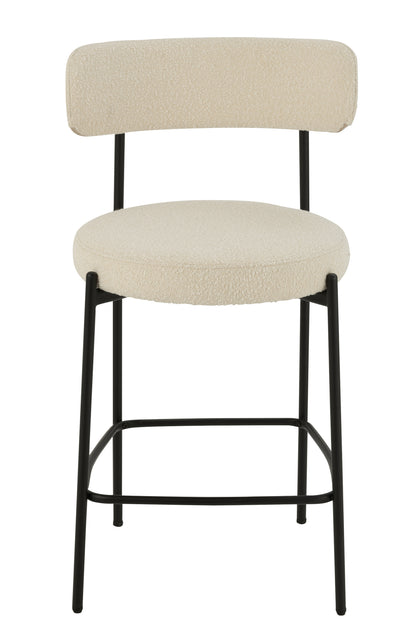 Barstoel Boucle Multiplex/Polyester Wit/Zwart J-Line