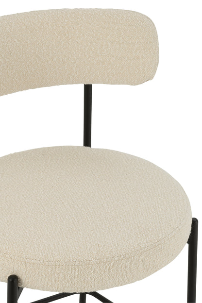 Barstoel Boucle Multiplex/Polyester Wit/Zwart J-Line