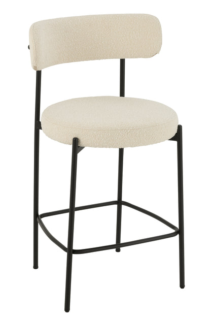 Barstoel Boucle Multiplex/Polyester Wit/Zwart J-Line