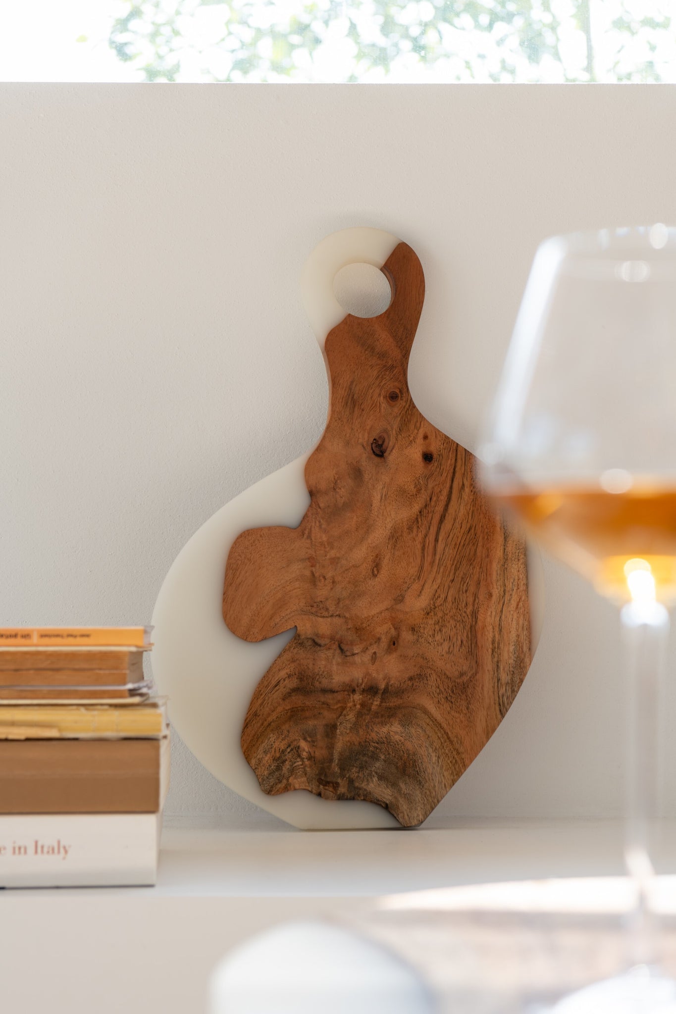 Snijplank Modern Acacia Hout/Epoxyhars Naturel/Wit J-Line
