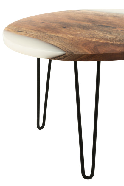 Ronde Bijzettafel Ø54cm Acaciahout Naturel/Wit J-Line