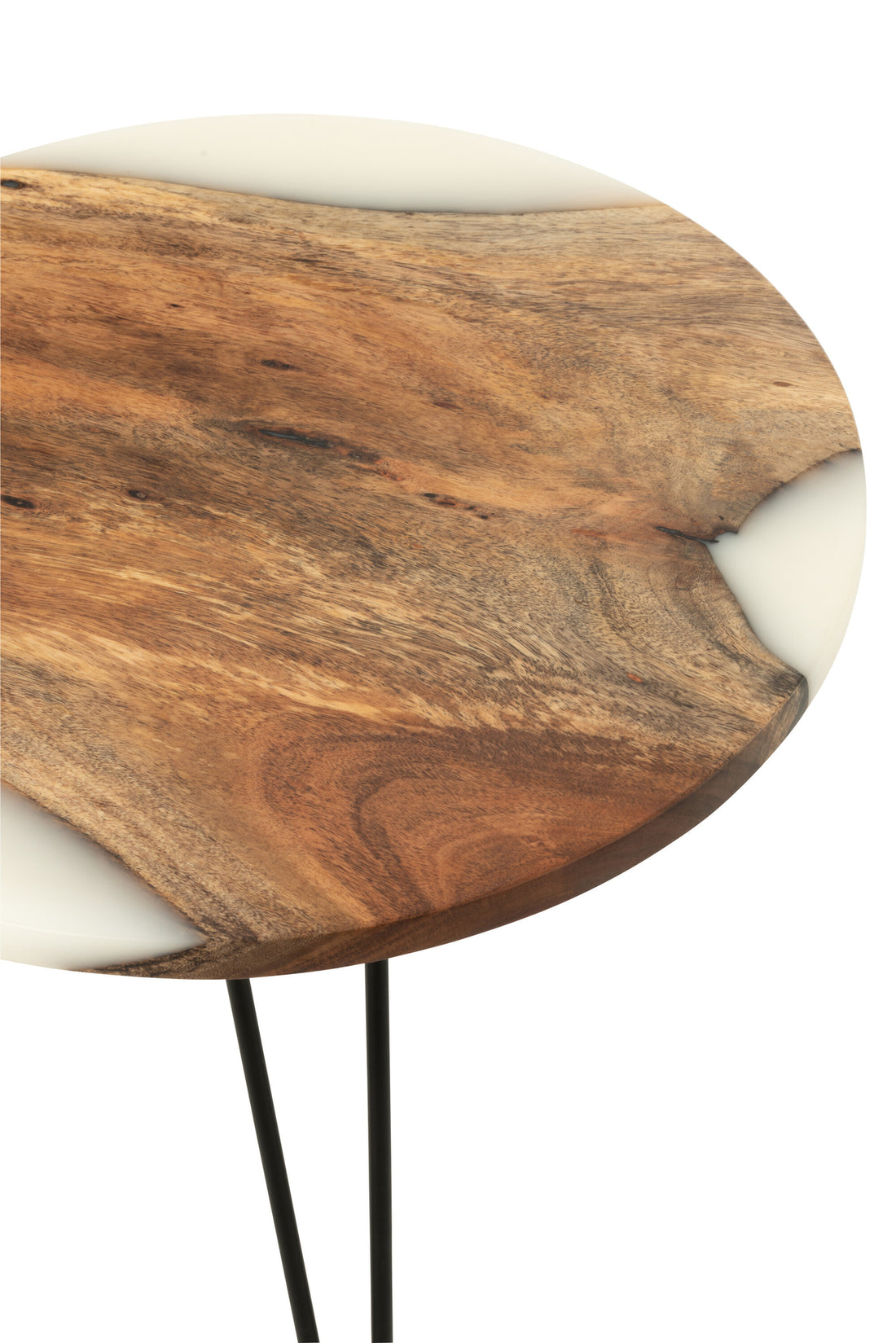 Ronde Bijzettafel Ø54cm Acaciahout Naturel/Wit J-Line