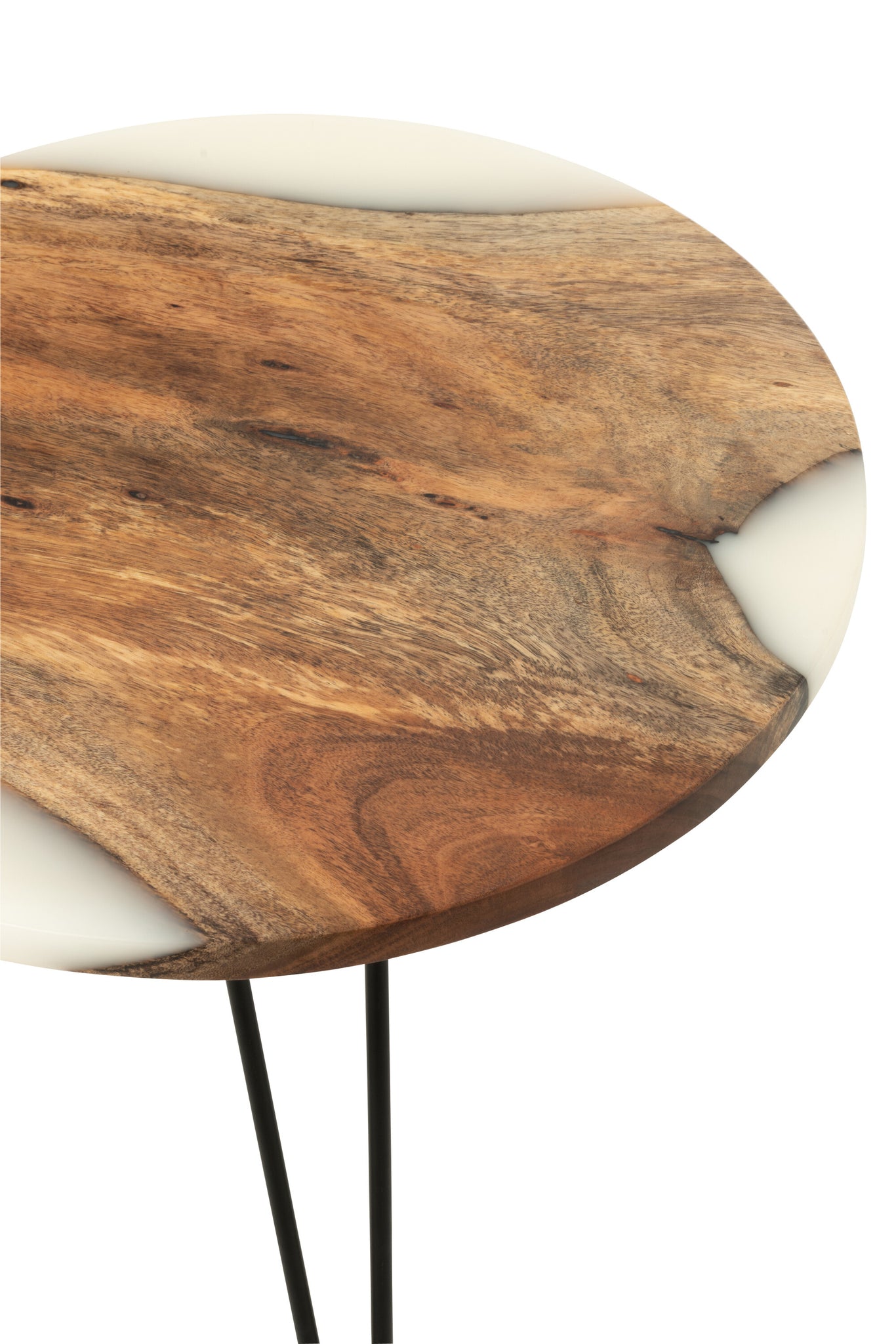 Ronde Bijzettafel Ø54cm Acaciahout Naturel/Wit J-Line