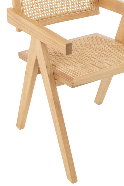 Stoel Rooster Essenhout/Rattan Naturel J-Line