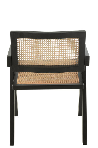 Stoel Rooster Essenhout/Rattan Zwart J-Line