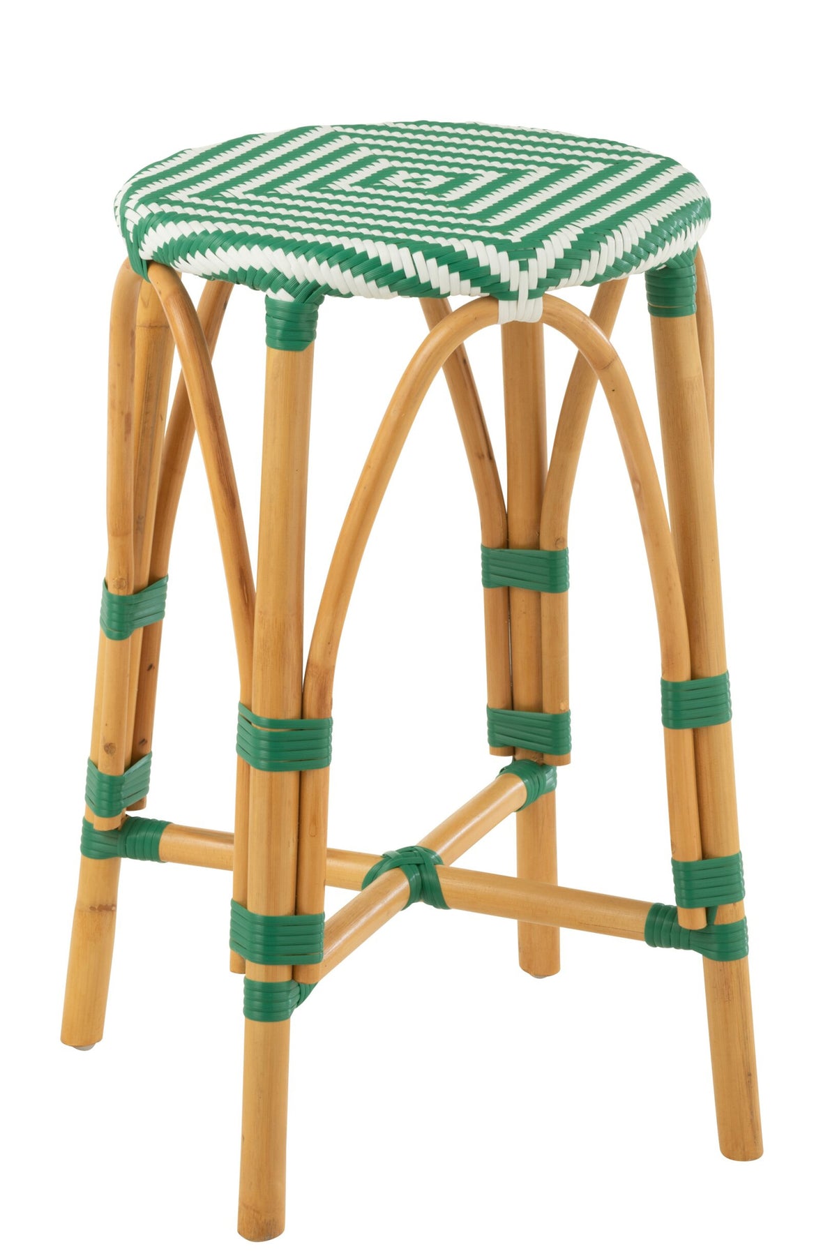 Outdoor Barkruk Live Rond Rotan Groen/Wit J-Line