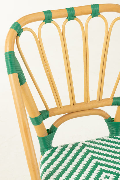 Stoel Rotan Donkergroen/Wit J-Line