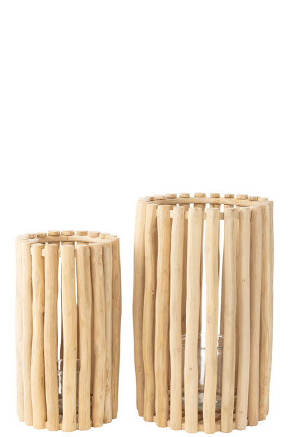 Lantaarn Teck Naturel Set van 2 J-Line