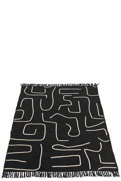 Plaid Strepen/Bogen Katoen Zwart/Wit 130x180cm