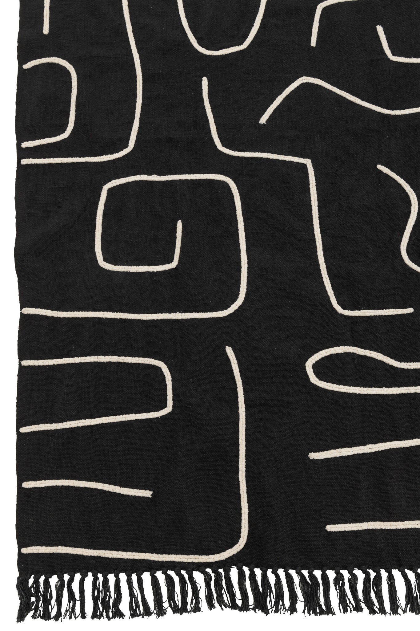 Plaid Strepen/Bogen Katoen Zwart/Wit 130x180cm