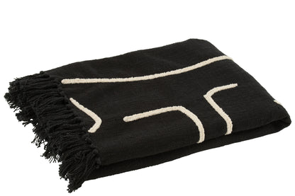 Plaid Strepen/Bogen Katoen Zwart/Wit 130x180cm