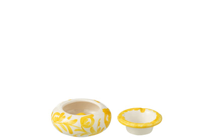 Kleine Asbak Granada Motief Geel/Wit Keramiek J-Line