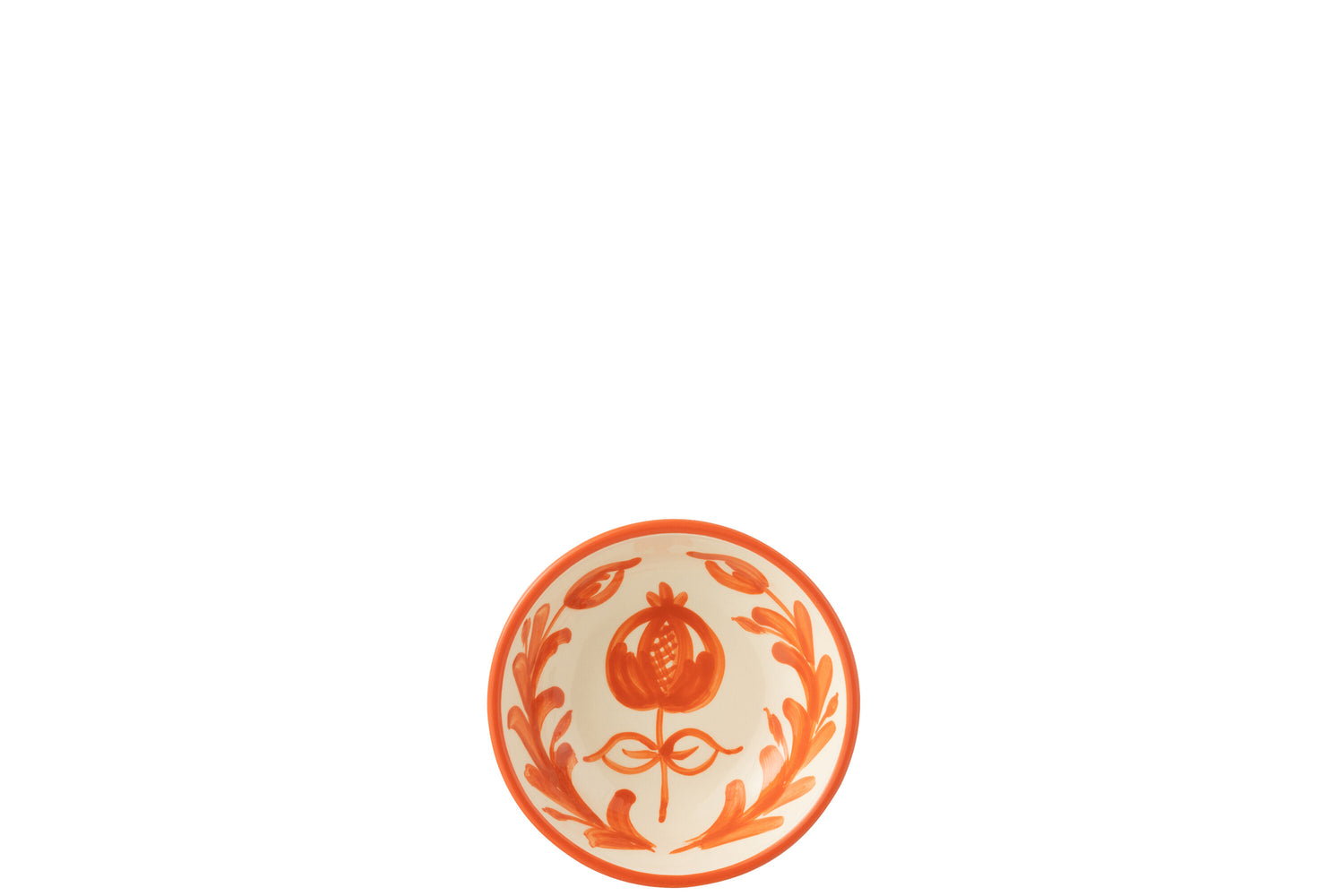 Kleine Lage Kom Granada Motief Oranje/Wit Keramiek J-Line