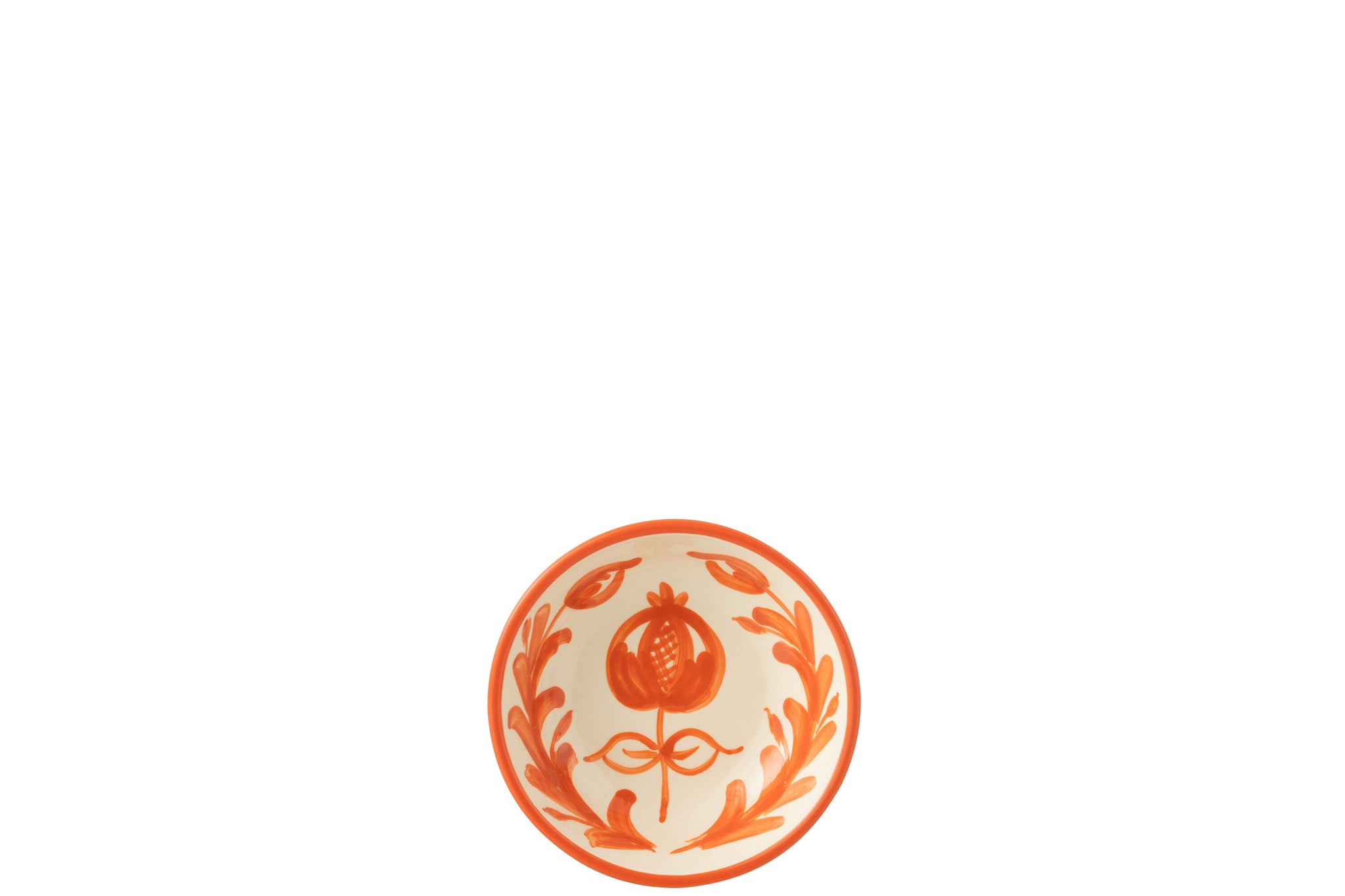 Kleine Lage Kom Granada Motief Oranje/Wit Keramiek J-Line