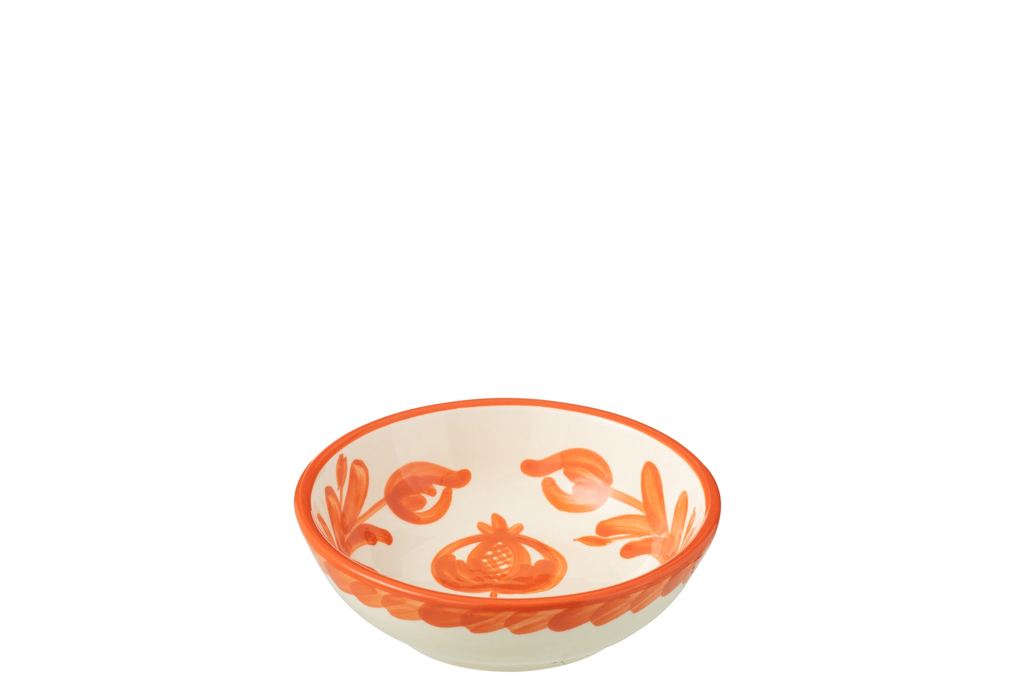 Kleine Lage Kom Granada Motief Oranje/Wit Keramiek J-Line